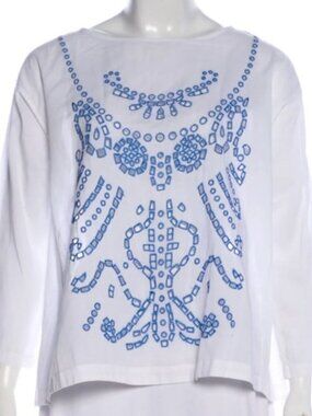 GIADA FORTE Bateau Neckline Top in White